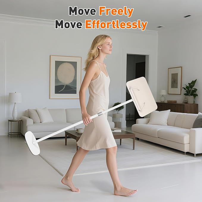 2-in-1 Floor Standing Book Stand, Foldable Book Holder for Reading with Page Clips, 19"–51" Height Adjustable, Sturdy Podium Stand for Reading, Bible, Laptop, Cookbooks, or Projector