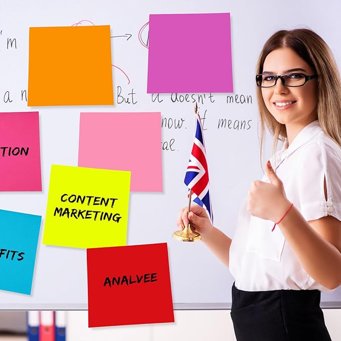 Zubebe 10 Pads 11 x 11 Inch Large Sticky Notes Jumbo Bright Colors Sticky Notepads Self Stick Note Square Memo Post Stickies for Office School, 25 Sheets/pad