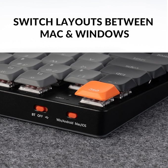 Keychron K5 QMK Ultra-Slim Full Size Layout Wireless Mechanical Gaming Keyboard, 104 Keys with Banana Switch, White LED Backlight Rechargeable Wired Bluetooth Keyboard for Mac/Windows, Version 2