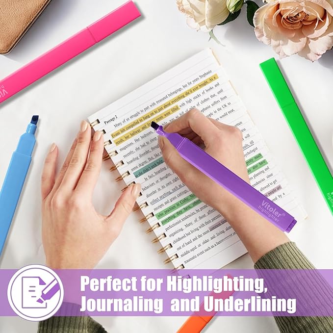 Piochoo Aesthetic Highlighters,8pcs Bible Highlighters,Vibrant Colors, Cute Highlighter Assorted Colors, Cute Markers Back to School Supplies