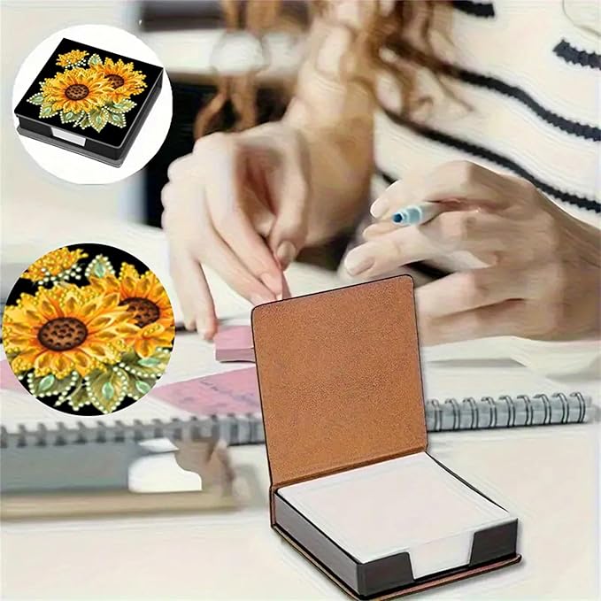 Diamond Painting Kit Note Box,Memo Paper Storage Box Diamond Art,Sticky Note Holder Diamonds Art,Diamonds Painting Memo Pad For Office Desk. (Sunflower)