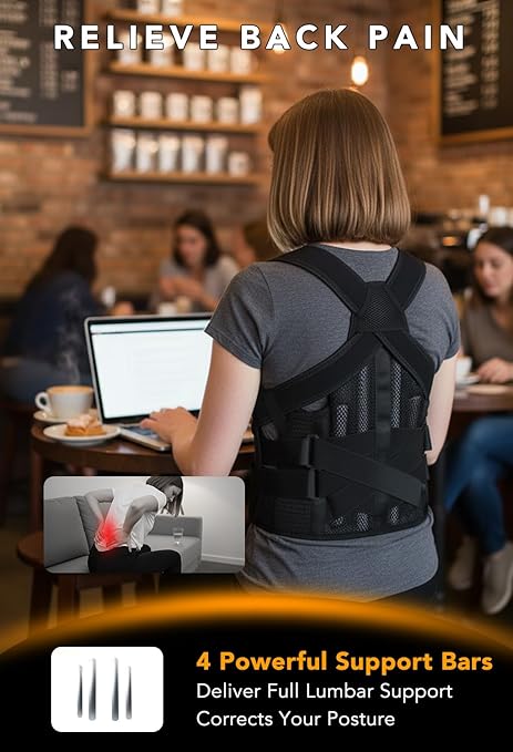 BigRose Posture Corrector for Women and Men, X Power Support Belt for Back Pain Relief with Adjustable Shoulder Straightener, Upper Lower Lumbar Neck Support, Comfortable Back Brace, Medium