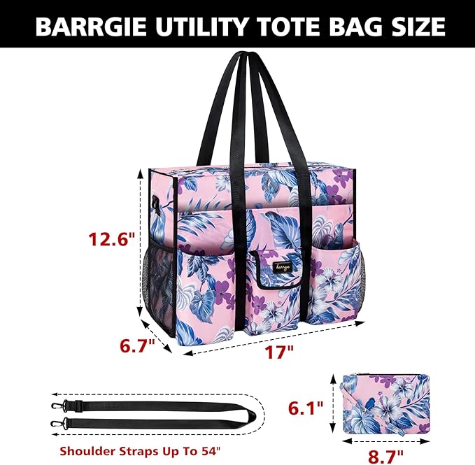 Utility Tote - Water Resistant with 19 Exterior/Interior Pockets - Large Women/Teacher/Work Bag