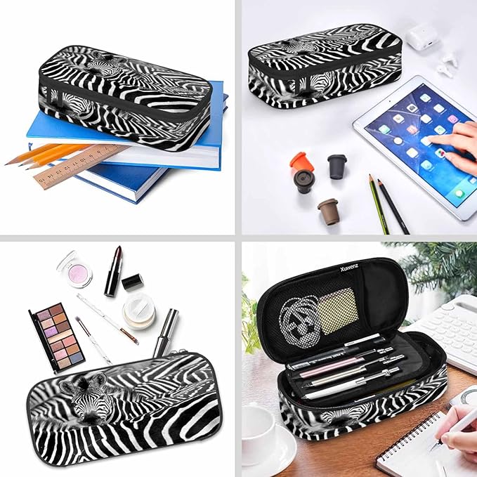 Zebra Pencil Bag Black And White Striped Animal Big Capacity Pencil Case Pencil Pouch Pen Bag School Students Boy Girl