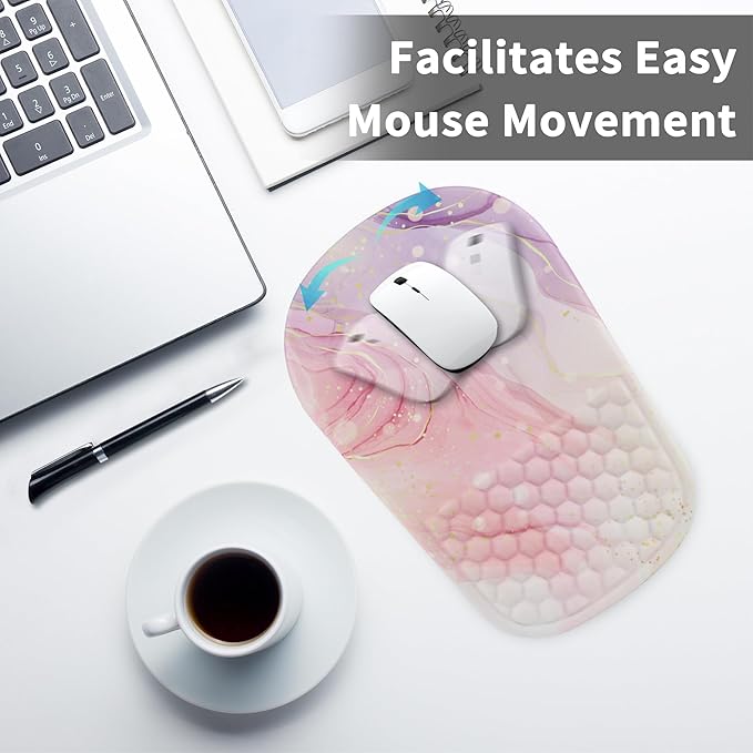 Ergonomic Mouse Pad with Wrist Support, Comfortable Memory Foam Mousepad with Massage Design and Non-Slip PU Base, Wrist Rest Mouse Pad for Office and Home, 12x8 Inch