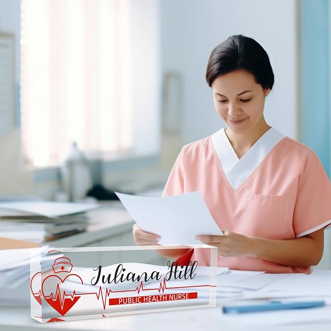 Personalized Name Plate for Desk, Nurse Office Decor for Women and Men, Employee Appreciation Gifts (Nurse Funds)