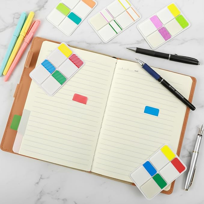 400 Pcs Sticky Index Tabs Colored Sticky Tabs Writable and Repositionable File Tab Self Adhesive Colored Page Markers Labels for Reading Notes Books Book Binders Papers Documents Classify Files