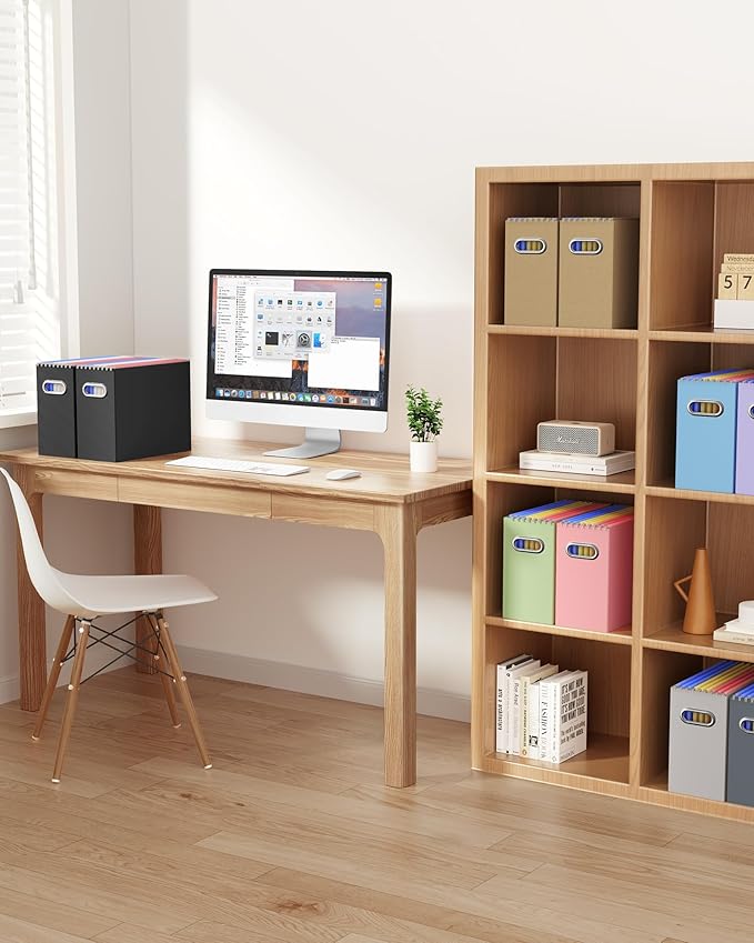 Oterri Cardboard File Organizer Box for Hanging File Folders Letter Size,File Box for Computer Desk,File Cabinet,Working Home,Office,Classroom (Brown, Letter Size - 4 Packs)