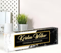 Name Plate for Desk, Desk Name Plate Personalized, Office Decor for Women Men, Acrylic Desktop Accessories, Office Appreciation Gifts for Boss Social Workers Nurse Teacher Employee (White/Black)