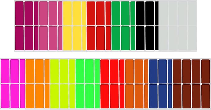 Royal Green Color Code Stickers 3x1 (75mm x 25mm) Rectangle Labels in 15 Assorted Colors - 120 Pack