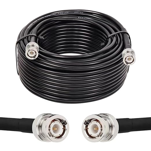 BNC Male to Male Coax Cable 60ft, 50 Ohm RG58 Coaxial Cable With Connectors