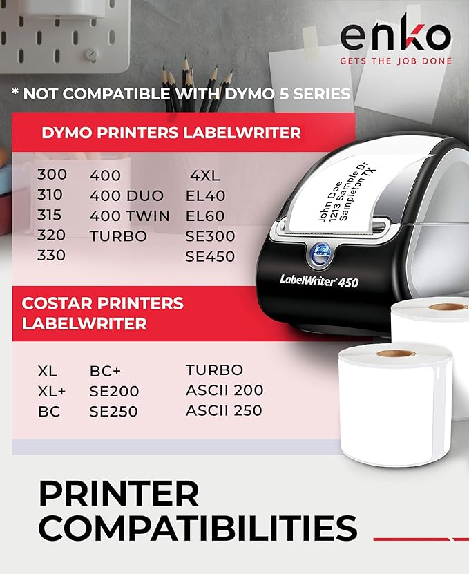 enKo (96 Rolls, 28,800 Labels) Address, Shipping & Barcode Labels 30256 (2-5/16 x 4") Compatible for Dymo LabelWriter