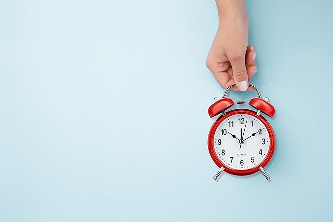 Bernhard Products Analog Alarm Clock 4" Twin Bell Vintage Red Silent Non-Ticking Quartz Battery Operated Extra Loud with Backlight for Bedside Table Desk, Retro Clocks Old Fashioned for Heavy Sleepers