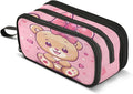 Cute Teddy Bear Pencil Case Box Boys Girls Large Pencil Pouch with Zipper Compartments Big Capacity Stationery Pen Bag Organizer for Kids Teens Adults School