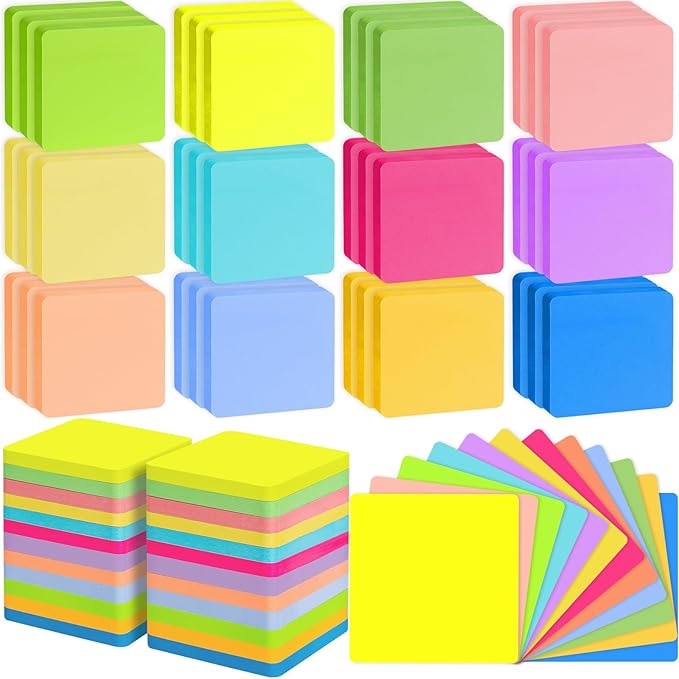 60 Pads Round Corner Sticky Notes 3x3 in Post, 12 Bright Colors Self-Stick Note Pads it, Strong Adhesive Paper Memo Pads, 75 Sheets/Pad, Colored Note Pad Easy to Post for Home, Office, Notebook