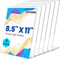 6 Pack Acrylic Slant Sign Holder,8.5 x 11 Inch Acrylic Sign Holder,Slant Back Paper Display Stand,Clear Menu Flyer Paper Holders for Office Desktop Restaurants