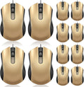 Hoteam 12 Pcs Gold Wired Computer Mouse Bulk Cord USB Computer Mice Ergonomic Wired Mouse for Pcs, Computers, Laptops, Gaming Office Home Supplies