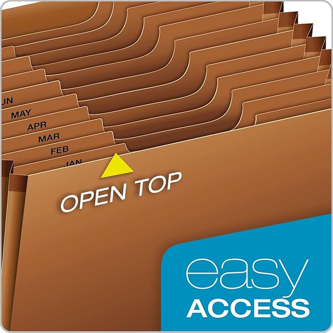 Globe-Weis PFXR217MHD /Pendaflex Heavy-Duty Expanding File, Open Top, 12 Pockets, Monthly Index, Letter Size, Brown (R217MHD) (Pack of 5)
