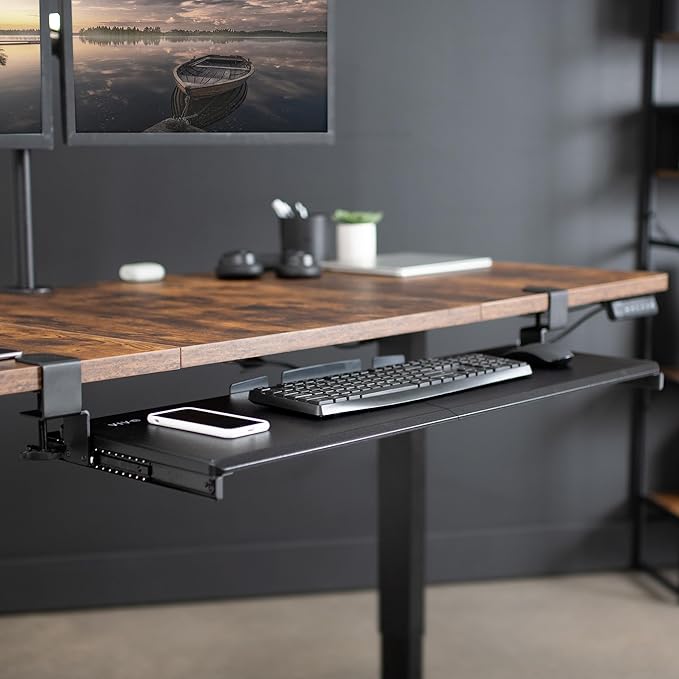 VIVO Extra Long Clamp-on Computer Keyboard and Mouse Under Desk Slider Tray, 34 x 11 inch Pull Out Platform Drawer, Black, MOUNT-KB15EB