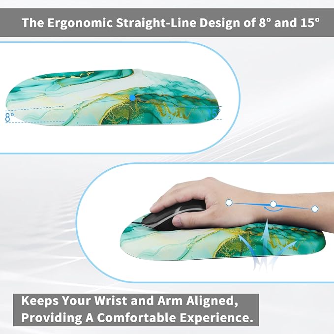 Ergonomic Mouse Pad with Wrist Support, Comfortable Memory Foam Mousepad with Massage Design and Non-Slip PU Base, Wrist Rest Mouse Pad for Office and Home, 12x8 Inch