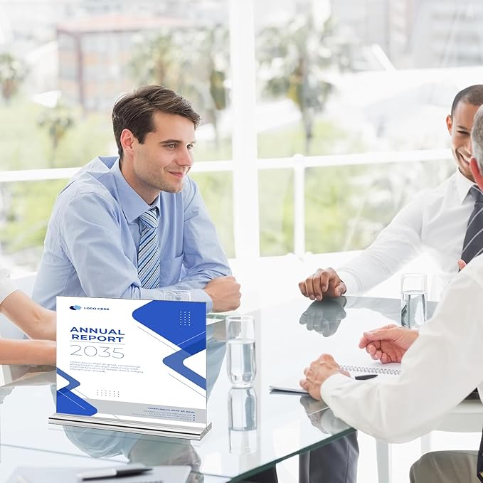 10 Pack Acrylic Sign Holder 8.5 x 11 Horizontal, Double-Sided Stand up Table Top Sign Holders, Clear Acrylic Picture Frame Menu Flyer Paper Holder Display Stand for Office Business Store Wedding Party