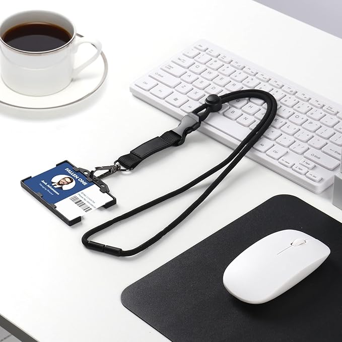 Fallen One 2 Pack Horizontal ID Badge Holder, Double Sided, Black, Hard Plastic