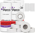 Perco 2 Line Removable Adhesive Labels - 32 Rolls, 4 Sleeves, 24,000 Blank Price and Date Gun Labels for Perco 2 Line Price and Date Guns - Made in USA