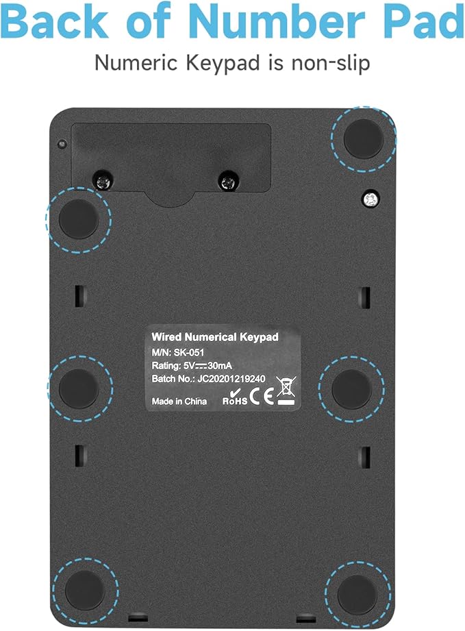 MOFII Wired Number Pad Numeric Keypad Silent 19 Keys USB Numpad, Portable Financial Accounting Keyboard 10 Key for Laptop/Computer/PC/Notebook/Surface Pro - Black