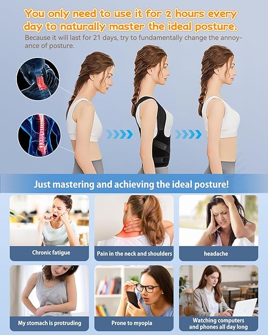 Posture Corrector for Women & Men, Back Brace Adjustable Full Back Support - Shoulder Straightener for Upper & Lower Back Pain Relief, Scoliosis, Hunchback, Hump, Thoracic Spine Correc (Large)
