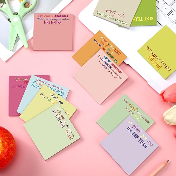 Yinder 24 Pcs Employee Appreciation Sticky Notes New Year Gift Bulk Motivation Sticky Note Pads Inspirational Gift for Teacher Nurse Staff Coworker Office Supply 3 x 3'' (Appreciation,Vivid)