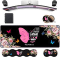 Ergonomic Keyboard Wrist Rest & Mouse Pad Wrist Rest Set, Butterfly Quote Bible Verse Philippians 4-13 Large XXL Gaming Desk Mat 31.5"x 11.8" with Non-Slip Base, Memory Foam for Home Office Study Game