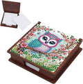 Wooden DIY Owl Diamond Art Notecard Box – DIY Gem Art Sticky Note Holder for Adults 160 Sheets Memo Pad Storage Desk