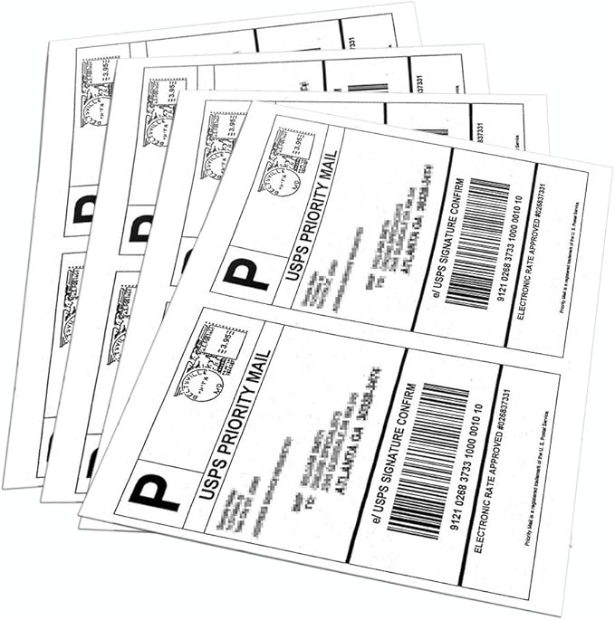 9527 Product Half Sheet Self Adhesive Shipping Labels for Laser & Inkjet Printers White Blank,2 Labels per Sheet, 200 Labels
