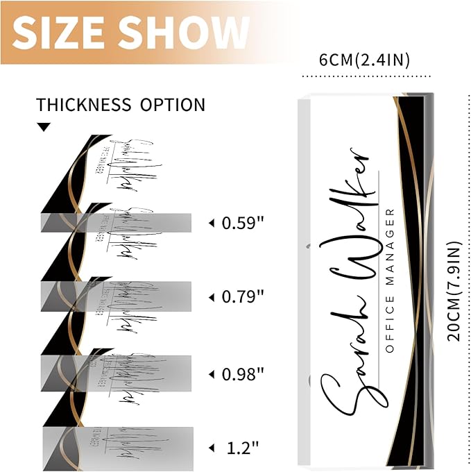 Custom Name Plate for Desk, Desk Name Plate Personalized, Office Decor for Women Men, Acrylic Desktop Accessories, Office Appreciation Gifts for Boss Social Workers Nurse Teacher Employee (Black Stripe)