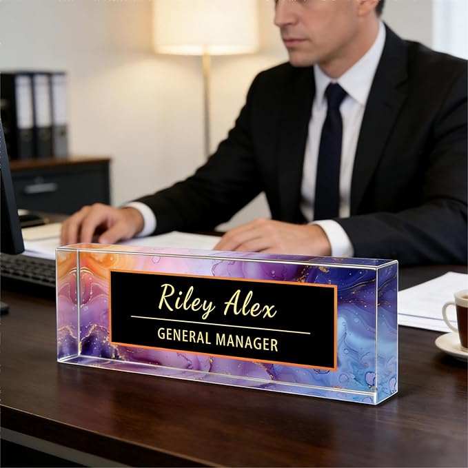 Desk Name Plate Personalized, Office Decor Cute Desk Accessories for Employee Appreciation Gifts Office Gifts for Boss, Teacher (S1)