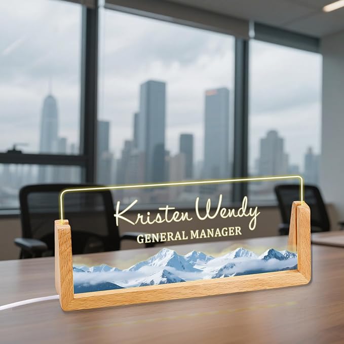 Ships Next Day, Custom Name Plate for Desk - Business Light Up Acrylic Desk Name Plate Personalized Elegant Office Gift for Boss Coworker Teacher Employee Appreciation Gift, Office Decor for Women Men