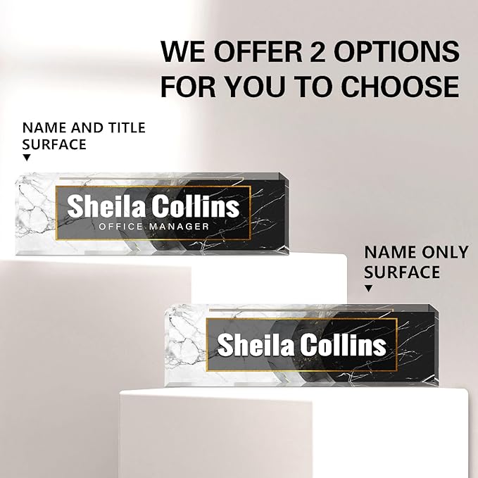 Custom Name Plate for Desk, Employee Appreciation Gifts, Office Decor, Acrylic Personalized Desk Accessories, Funny Gifts for Coworkers Boss Teacher (Black/White A)