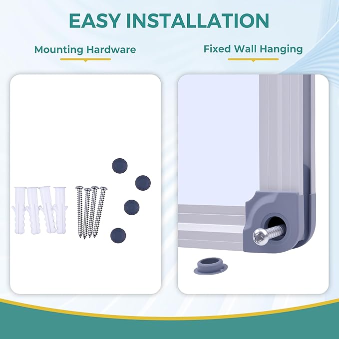 40 x 28 Inch Magnetic Dry Erase Whiteboard - Medium-Large Wall Mounted Writing Board for Home Office & Study - Silver Aluminum Frame with Tray