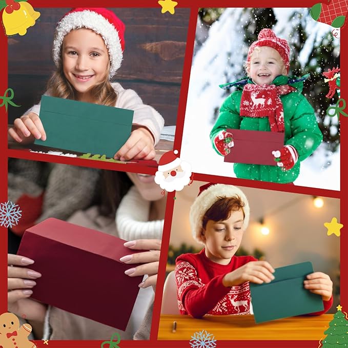 Outus 500 Pcs #10 Colored Envelopes Business Envelopes Adhesive Security Letter Size for Mailing Office Letter Check Invoices Letterhead Invitations Announcements 4-1/8 x 9-1/2''(Dark Red and Green)