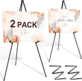 Easel Stand for Display Wedding Sign - 63" Foldable Easel Portable Artist Floor Easel - Easy Folding Telescopic Adjustable Art Poster Metal Stand (2 Pack)