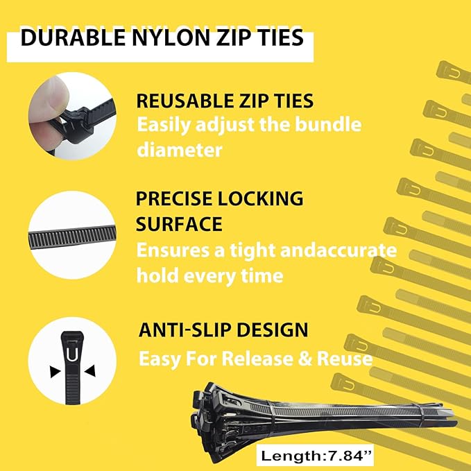 Magnetic Zip Tie Mounts, 10 Pack Heavy Duty Magnetic Cable Holder with 20 Reusable Zip Ties - 31mm Multipurpose Magnet Wire Management Bases for Cord Organizer (Black)