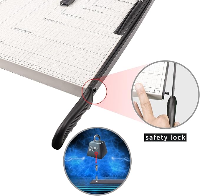 Paper Cutter B3 Stack Paper Trimmer Guillotine Heavy Duty Metal Base, 21" Cutting Length with Guard Rail Safety Blade Lock, 10-Sheet Capacity, Guillotine Paper Slicer Cutter for Office School