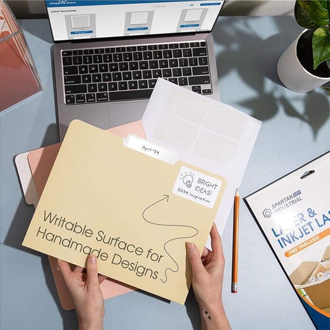 3 1/2" X 5" Matte White Printable Labels for Inkjet and Laser Printers - 250 Sheets, 1000 Custom Stickers for Shipping Labels, Address Stickers, Organization - Spartan Industrial Template R016