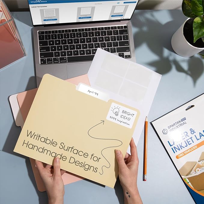 1.75" X 0.5" Matte White Printable Labels for Inkjet and Laser Printers - 250 Sheets, 20000 Custom Stickers for Return Address Labels, Price Tags, File Folders - Spartan Industrial Template R002