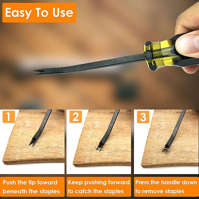 VERCCA Upholstery Staple Remover - Staple Puller, Upholstery Tools Tack Lifter with Double Prongs Staple Remover Tool for Removing Staples, Nails or Tacks for Furniture Carpet Floor Carton