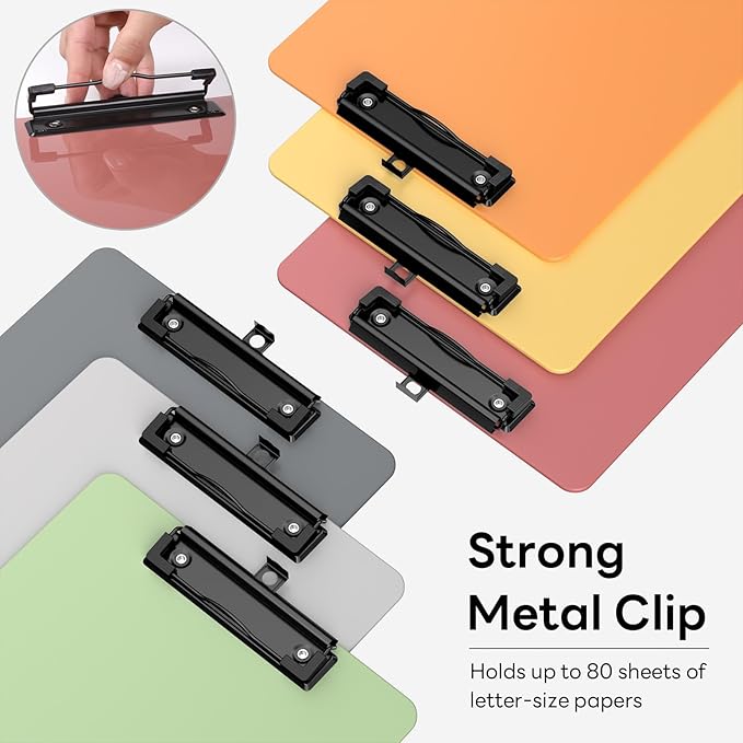 Zoenley Legal Size Clipboard Set of 6, Dark Colorful 8.5 x 14 Clip Board for Lawyer, Nurse, Business, with Low Profile Black Clip, Office & School Supplies