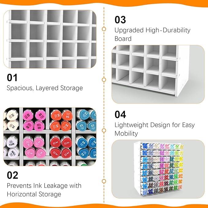 Marker Storage Organizer, Marker Holder for 256 Markers, Art Markers, Watercolor Brushes, Colored Pencils Organizer Holder for Desk