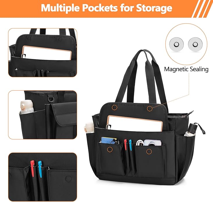 LoDrid Large File Folder Bag with Padded Sleeve for 15.6'' Laptop, File Organizer with Reinforced Straps for Work