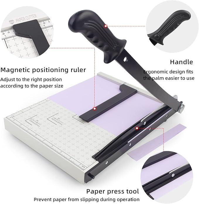 ZEQUAN A4 Paper Cutter Heavy Duty Metal Base, Stack Paper Trimmer Guillotine 13" Cutting Length, Guillotine Paper Slicer Cutter, 10 Sheet Capacity, for Office Home or School