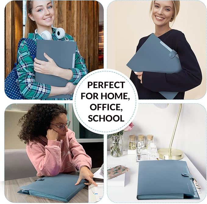 SKYDUE Expanding File Organizer with 8 Pockets, Accordion File Folders with Labels, Portable Document Paper Bill Receipt Organizer, Home College School Office Supplies, Letter Size, Blue